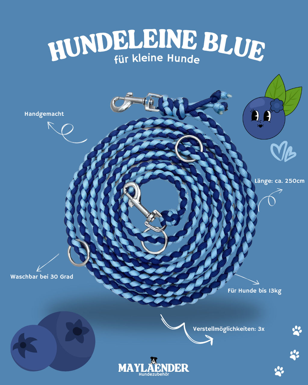Leine BLUE (kleine Hunde)